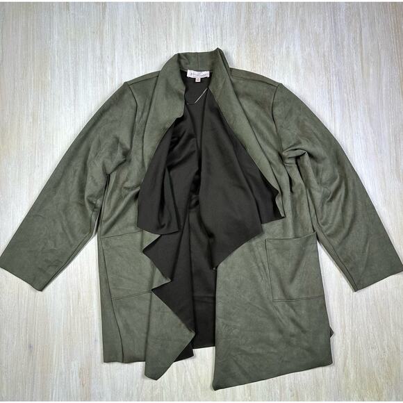 Philosophy Faux Suede Microfiber Cascade Lapel Waterfall Open Front Jacket 1X - Picture 1 of 16